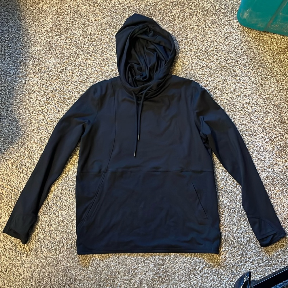 Mono B hoodie with thumb holes and cowl neck